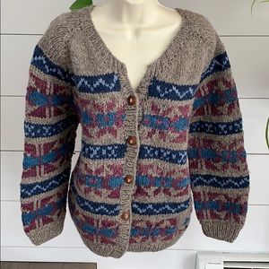 Vintage Andean Art Handmade Wool Sweater Sz L